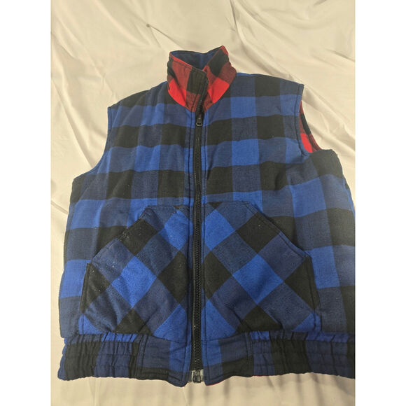 Branded Lion Reversible Buffalo Plaid Vest Men’s L Red Blue Quilted Lumberjack - Picture 4 of 5